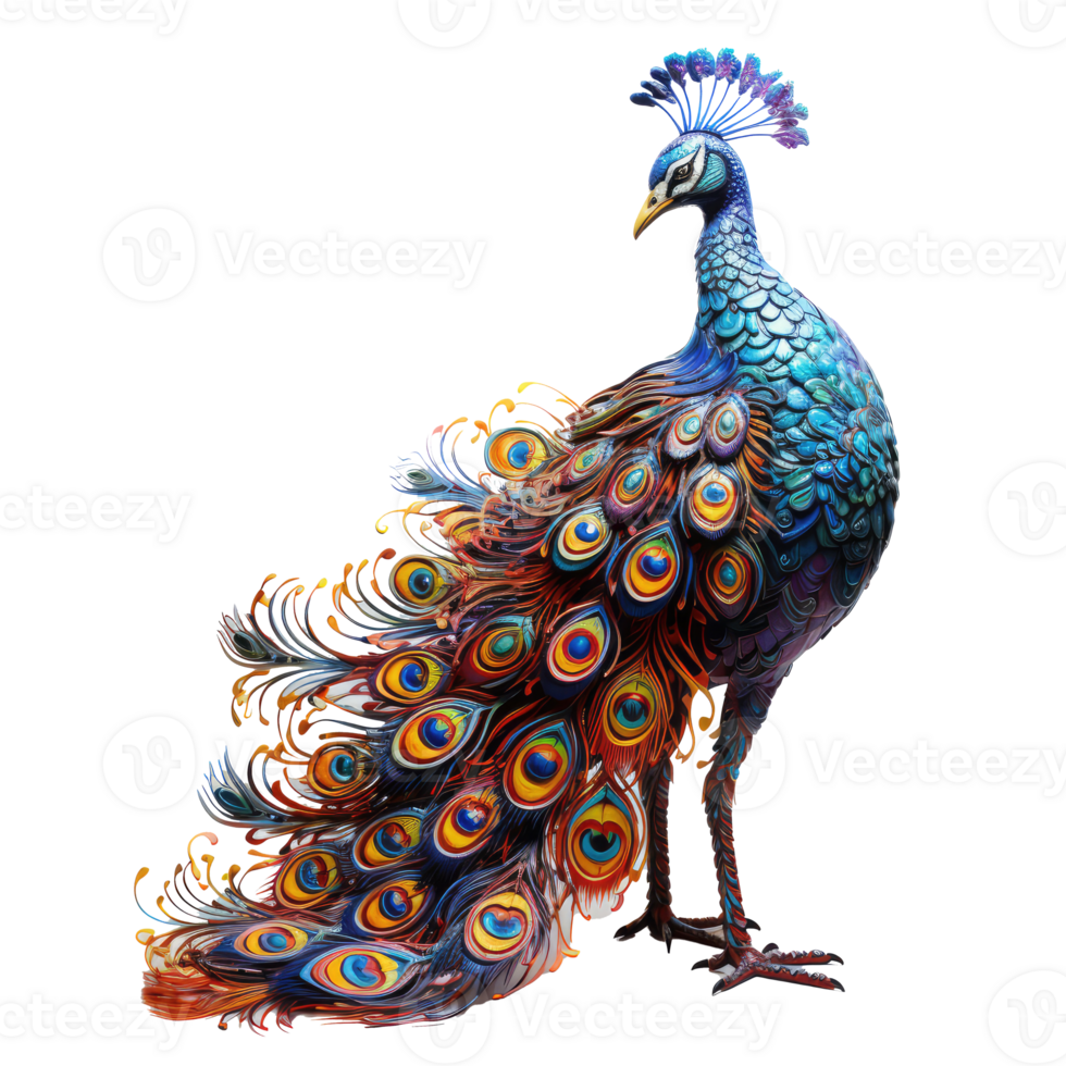 peacock isolated on transparent background . AI Generated png