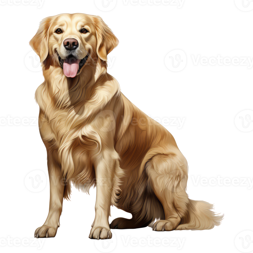 Golden Retriever dog isolated on transparent background . AI Generated png