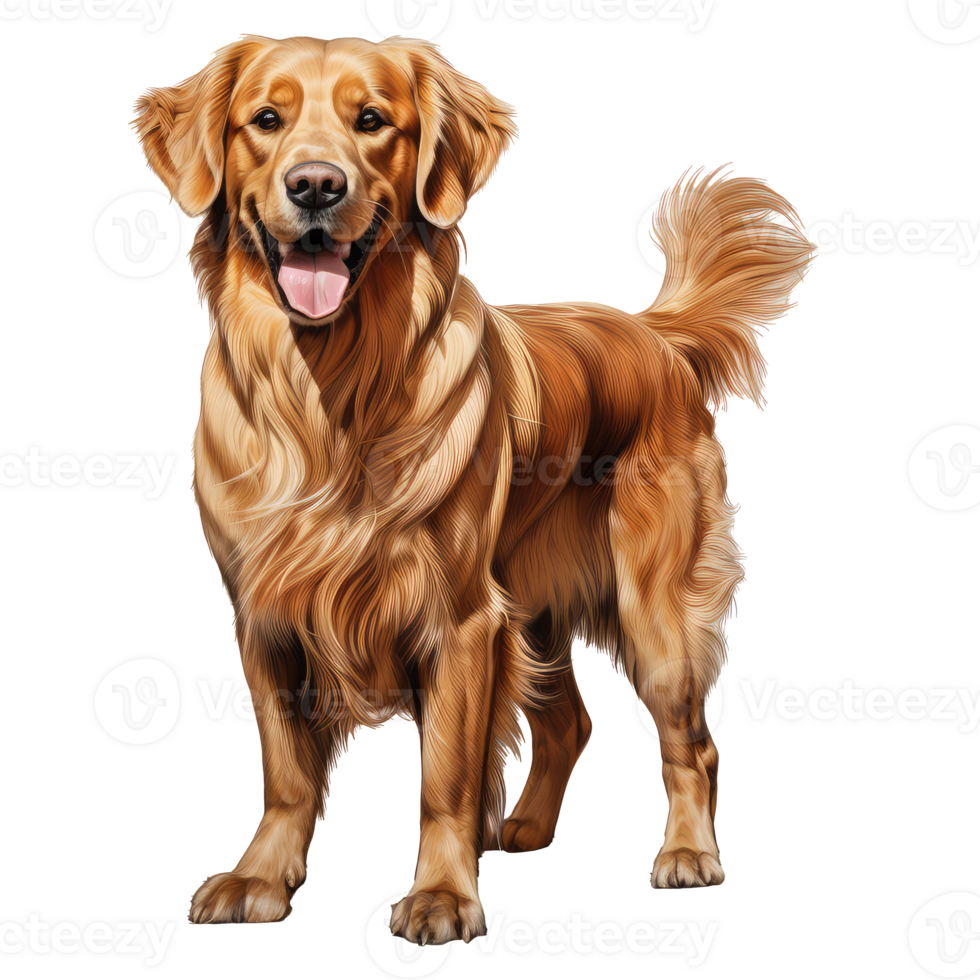 Golden Retriever dog isolated on transparent background . AI Generated png