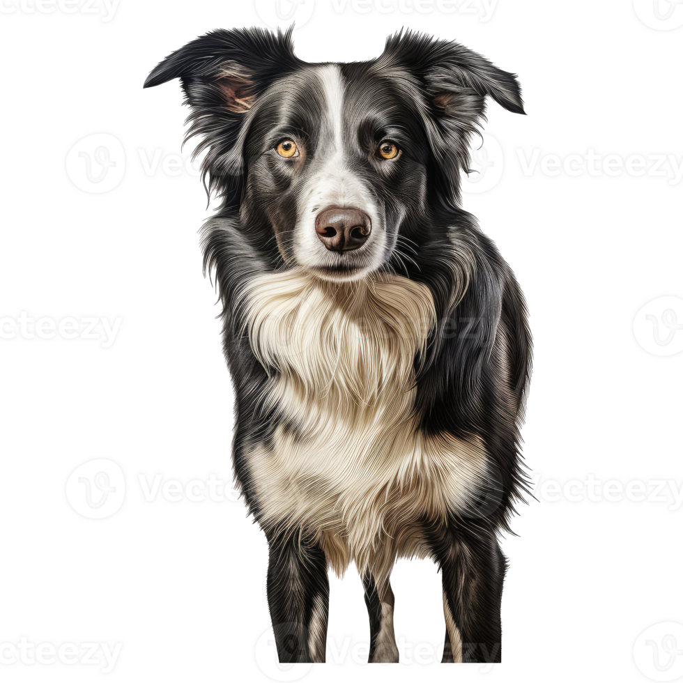 Border Collie dog isolated on transparent background . AI Generated png