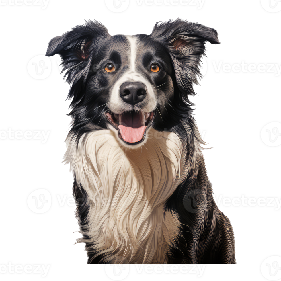 Border Collie dog isolated on transparent background . AI Generated png