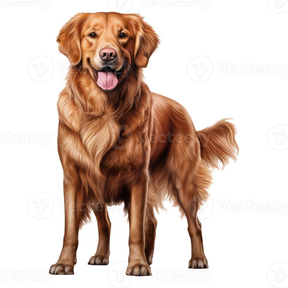 Golden Retriever dog isolated on transparent background . AI Generated png