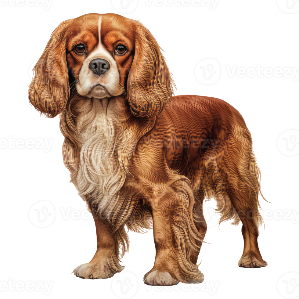 Cavalier King Charles Spanie dog isolated on transparent background . AI Generated png