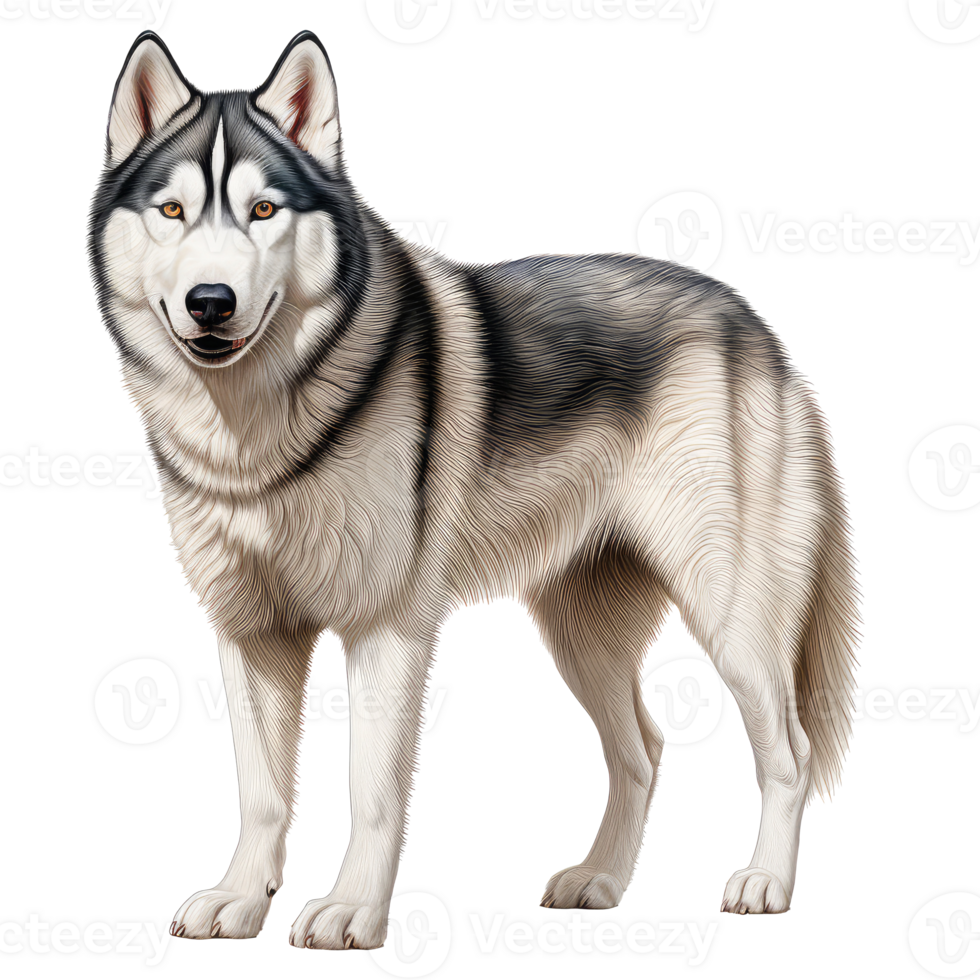 siberian husky dog isolated on transparent background . AI Generated png