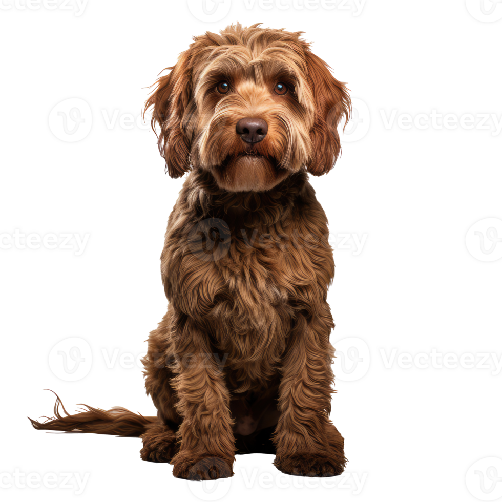 golden doodle dog isolated on transparent background . AI Generated png