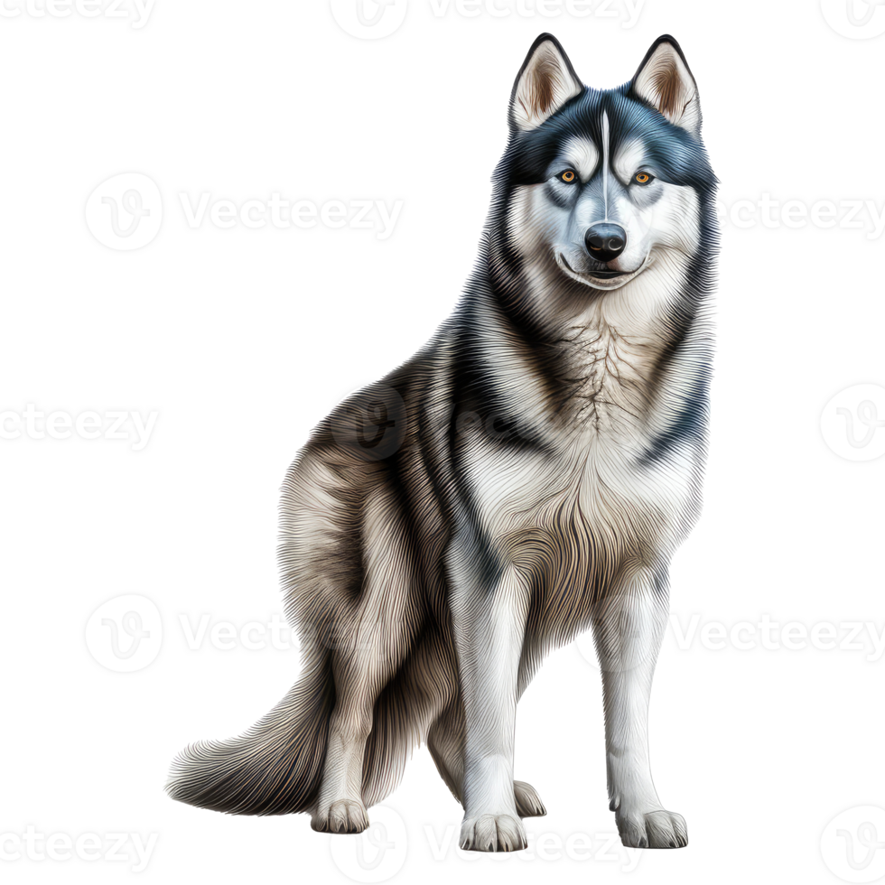 siberian husky dog isolated on transparent background . AI Generated png