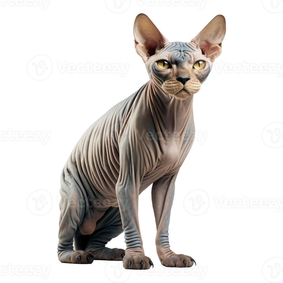 Sphynx cat isolated on transparent background . AI Generated png