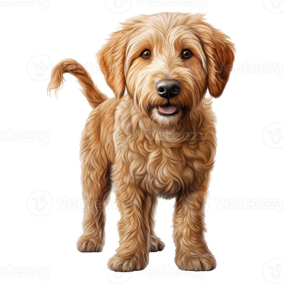 golden doodle dog isolated on transparent background . AI Generated png