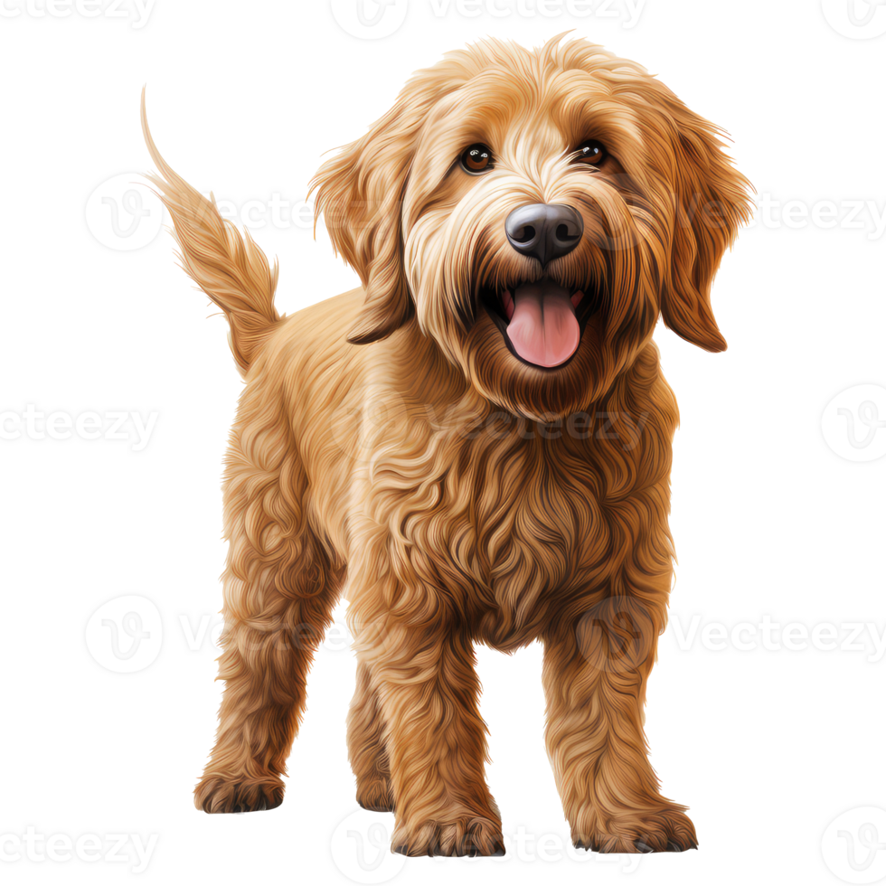 golden doodle dog isolated on transparent background . AI Generated png