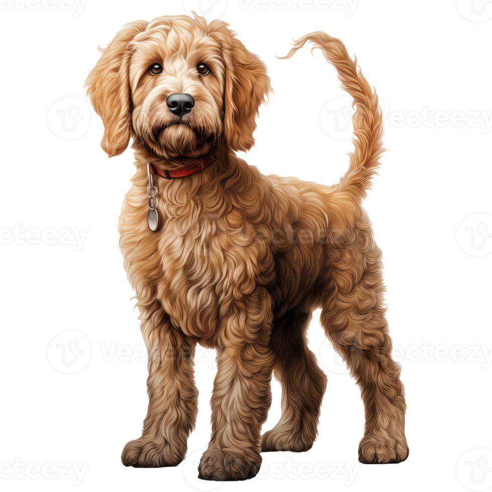 golden doodle dog isolated on transparent background . AI Generated png