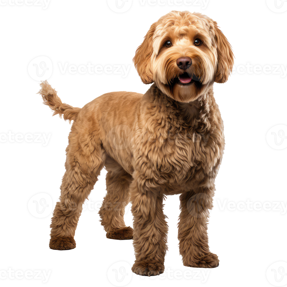 golden doodle dog isolated on transparent background . AI Generated png