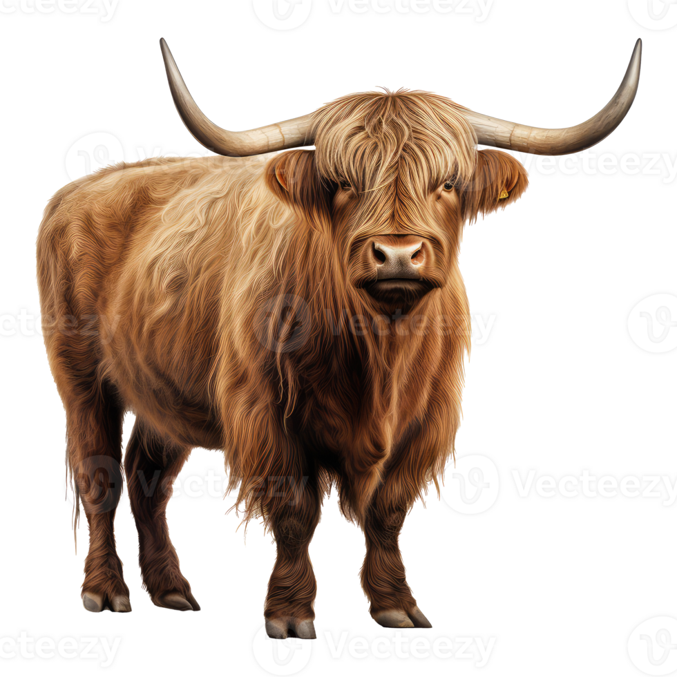 Highland cow isolated on transparent background . AI Generated png