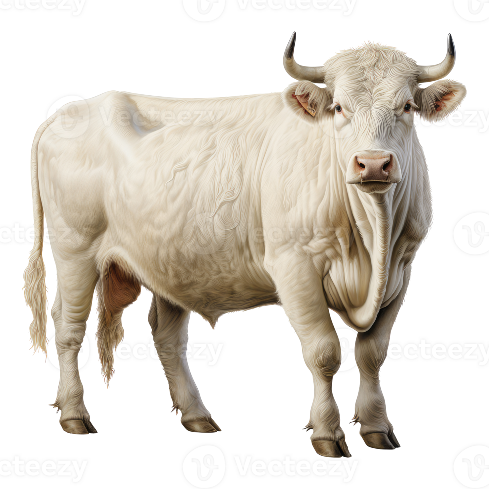 Charolais cow isolated on transparent background . AI Generated png