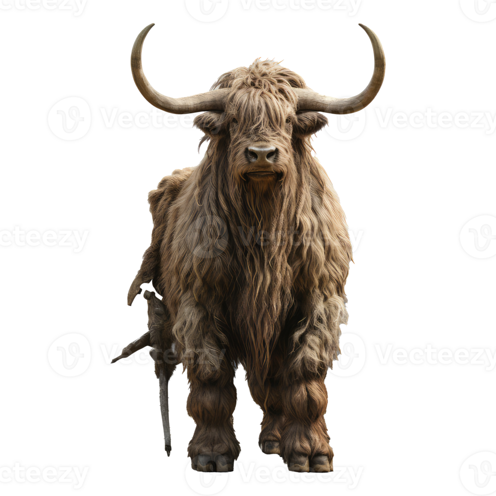 Highland cow isolated on transparent background . AI Generated png