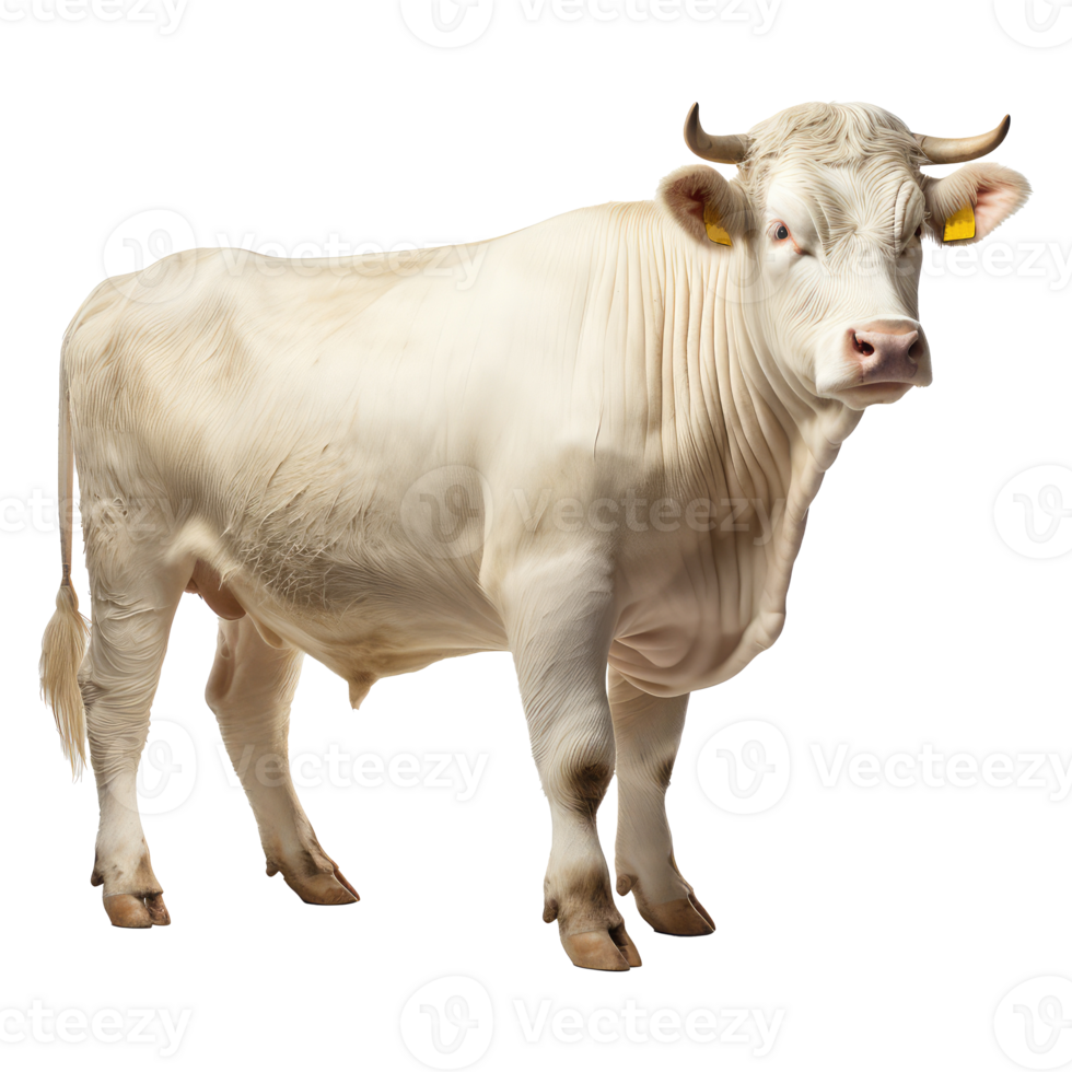 Charolais cow isolated on transparent background . AI Generated png