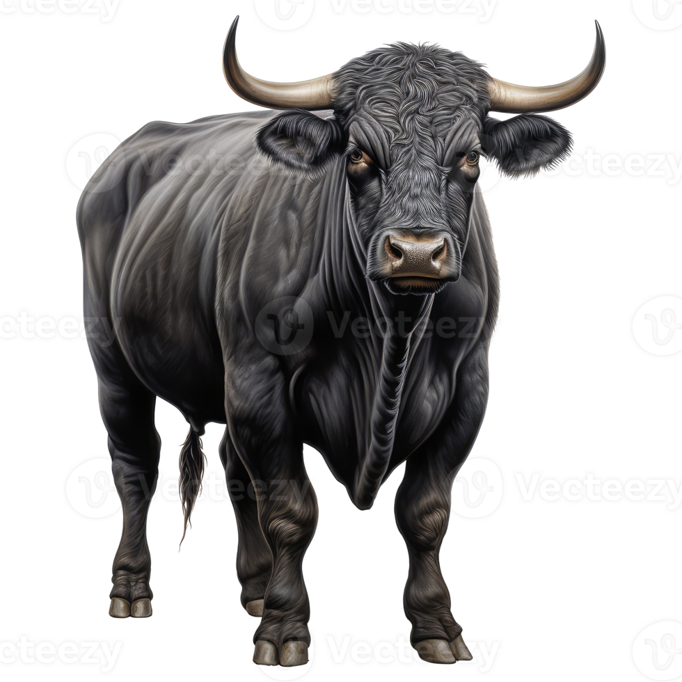 Black Angus cow isolated on transparent background . AI Generated