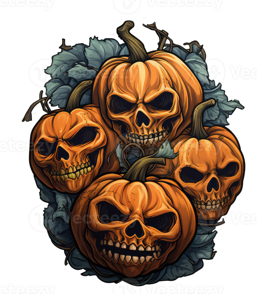 skeleton halloween with pumkins . AI Generated png