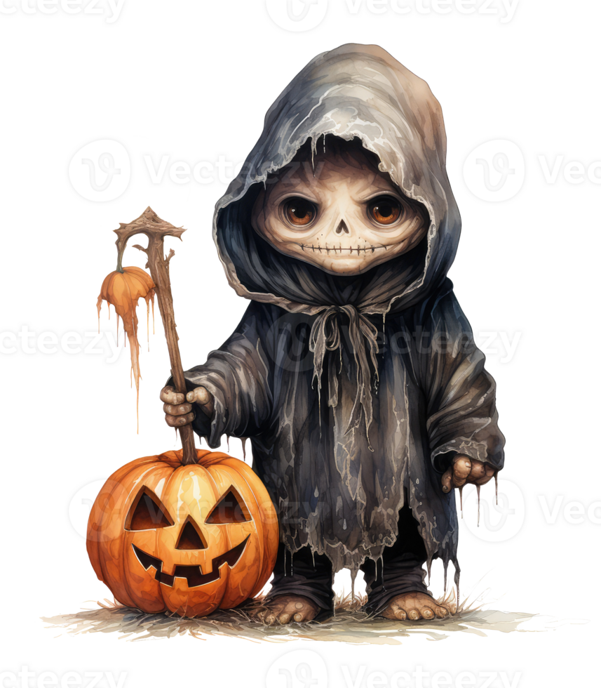 halloween pumpkin with a skull . AI Generated png
