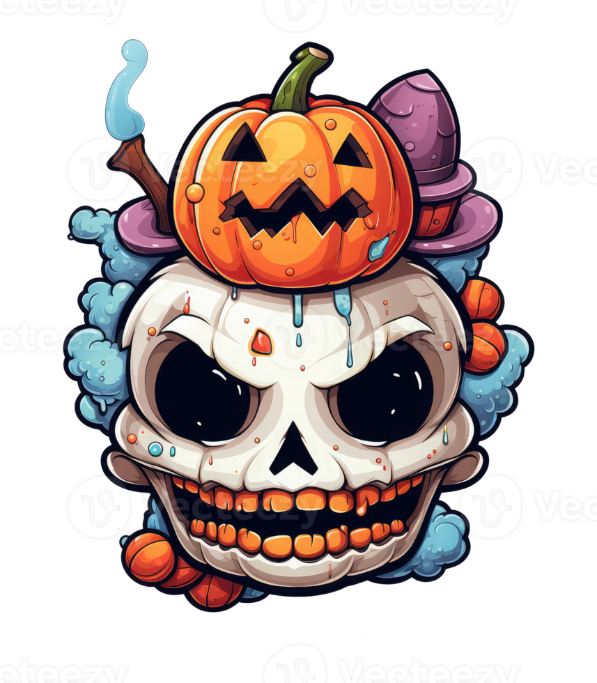 skeleton halloween with pumkins . AI Generated png