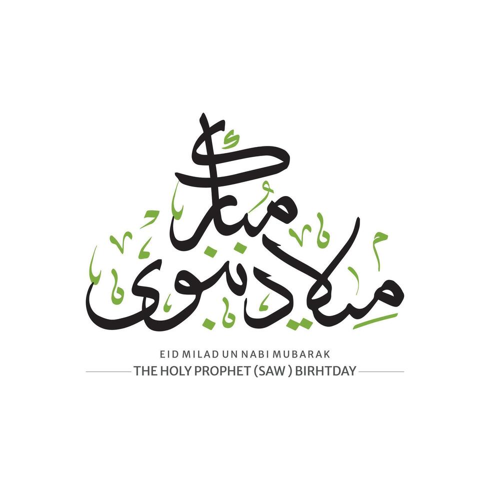 Jashn e Eid Milad un Nabi. English translation Birth of the Prophet with Arabic Calligraphy. vector