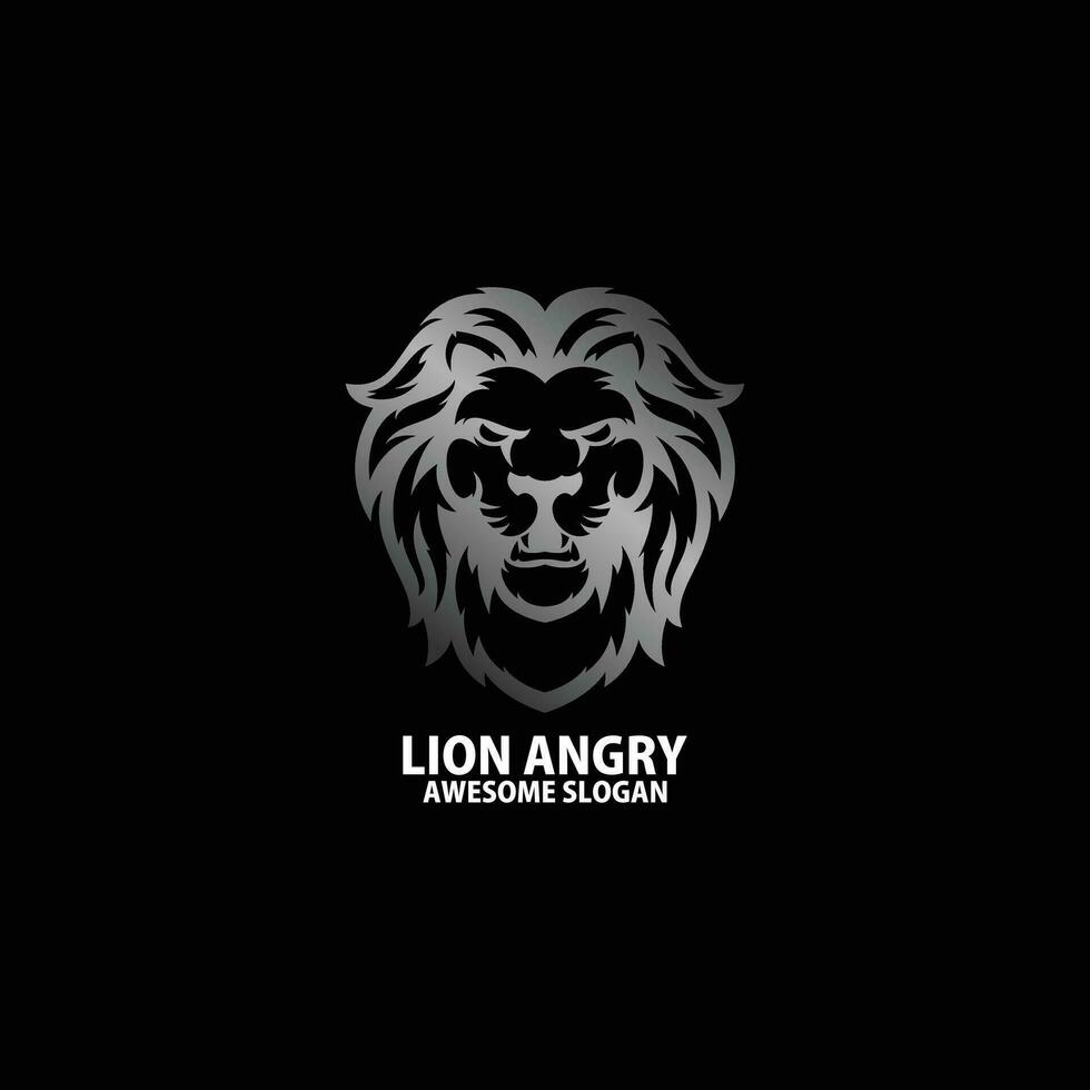 lion angry logo design gradient line vector