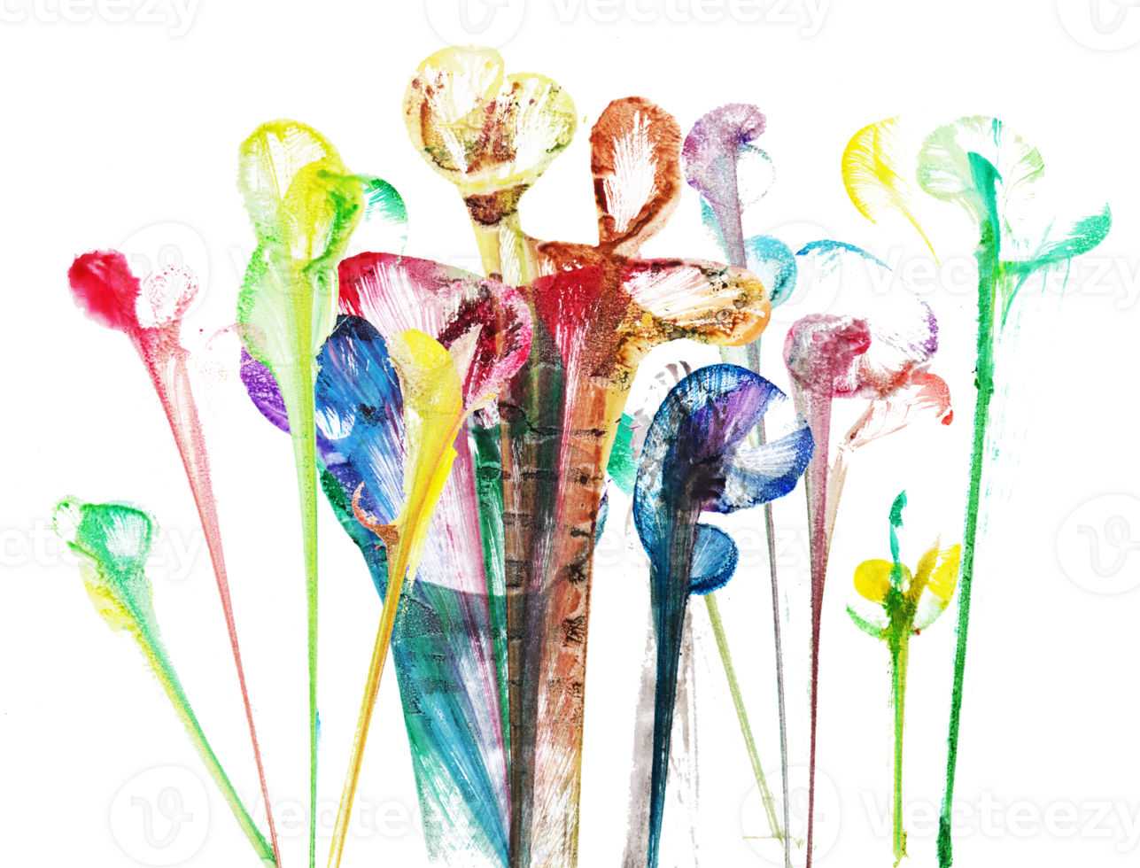 Abstract flowers .Hand watercolor painting and make graphic vector. png