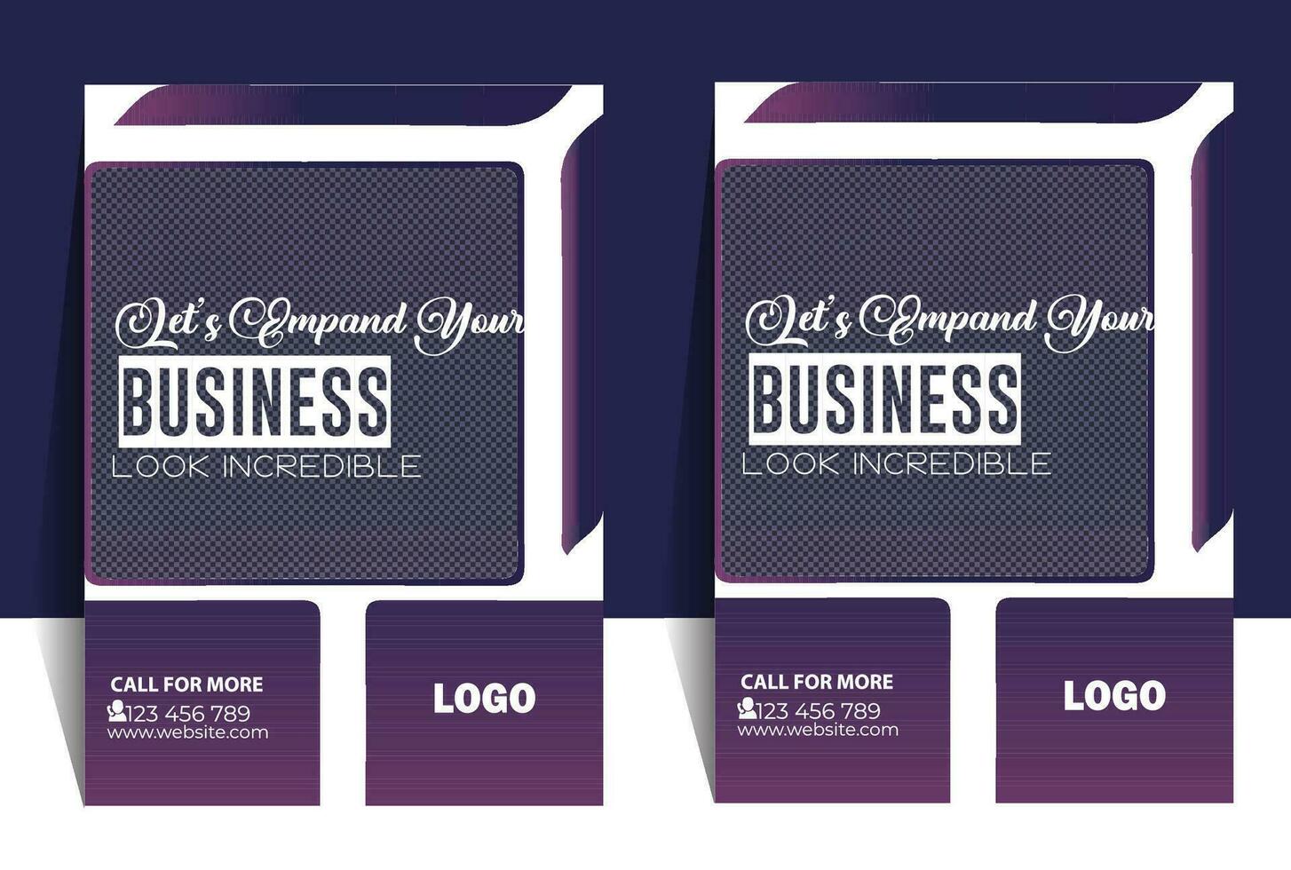 business flyer design color purple background color white vector