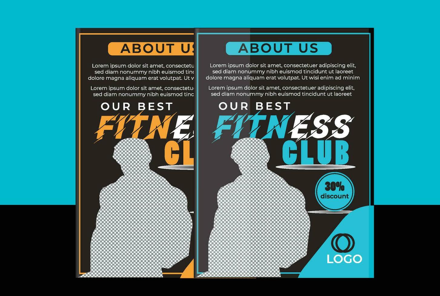 Fitness gym flyer design black background vector