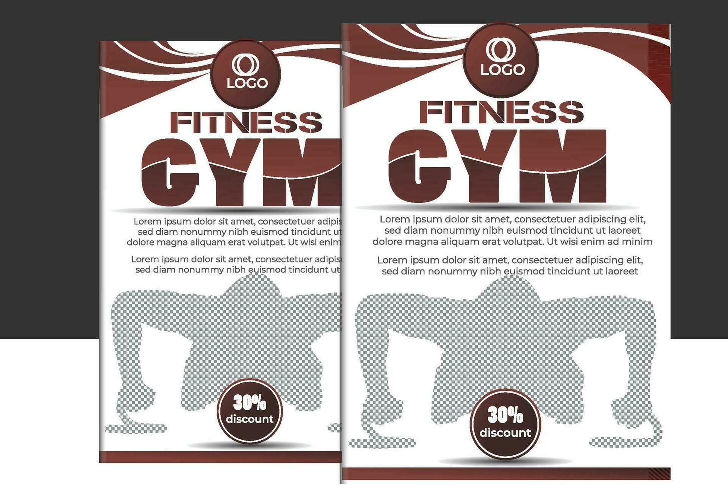 Fitness gym flyer design white background design color red with image vector