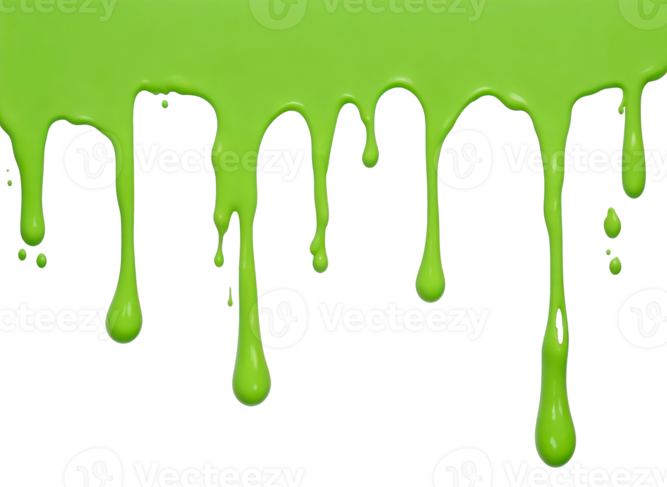 Green paint drips border isolated on a transparent background. AI Generative png
