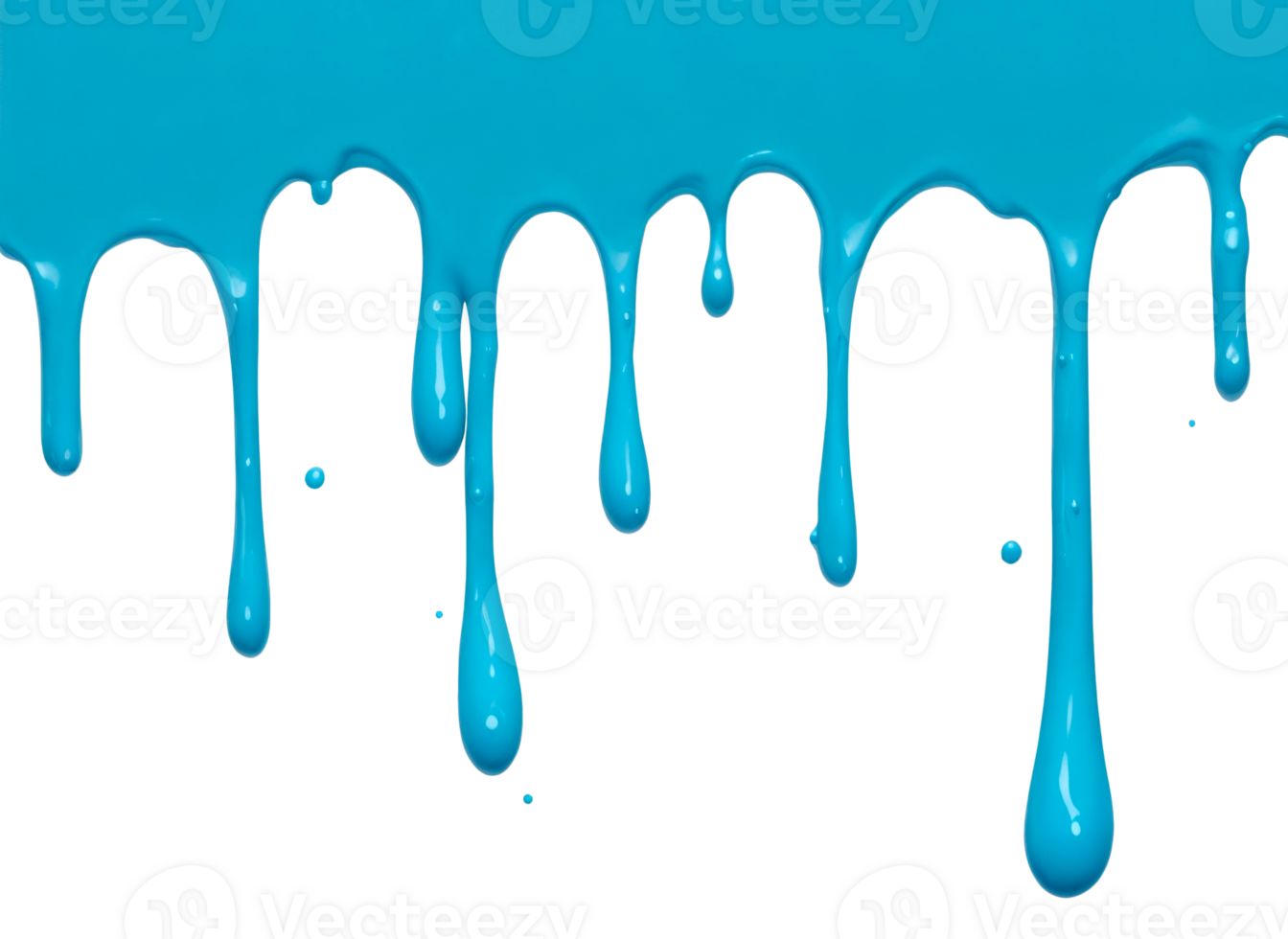 Blue paint drips border isolated on a transparent background. AI Generative png