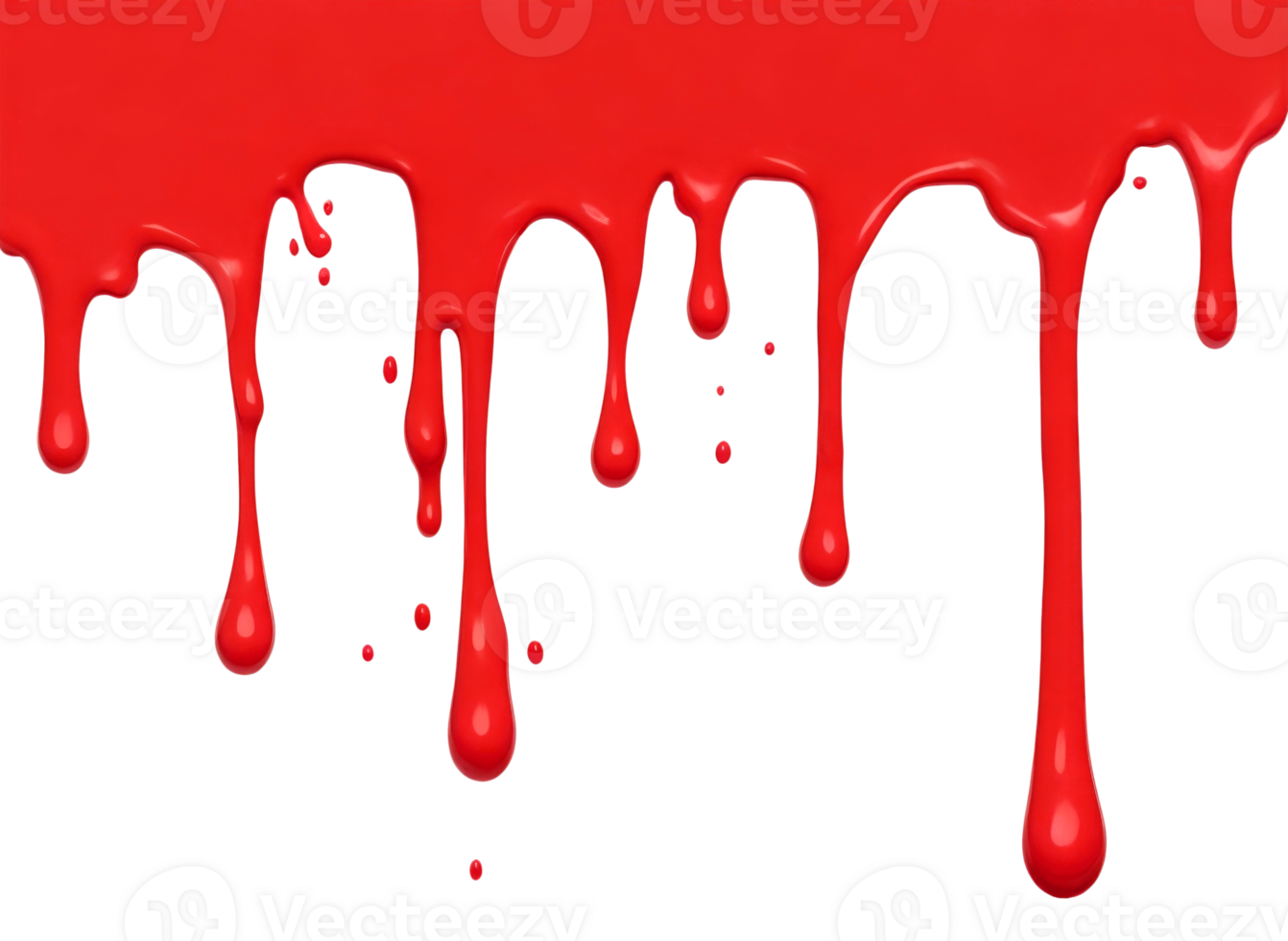 Red paint drips border isolated on a transparent background. AI Generative png
