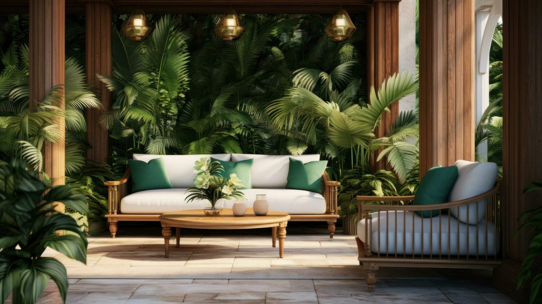 Modern backyard living area photo