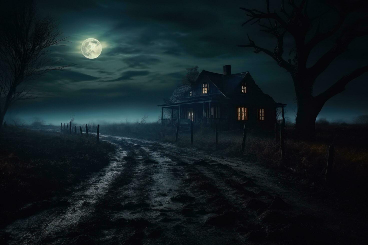 Halloween dark house background photo