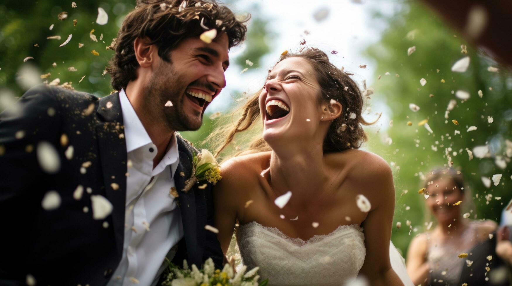 Happy wedding couple photo