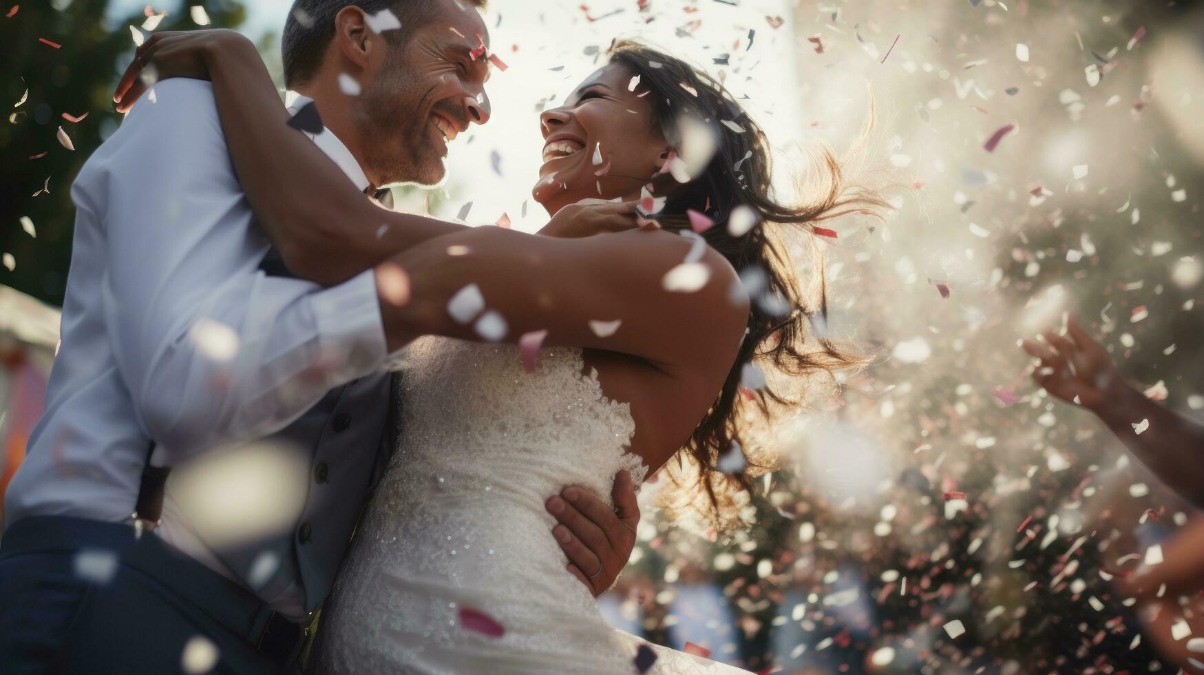 feliz pareja de novios foto