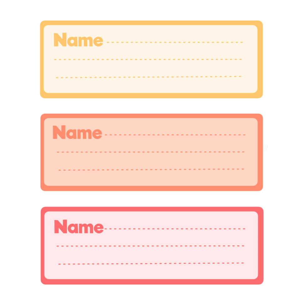 Kids Name tag colourful notebook label png