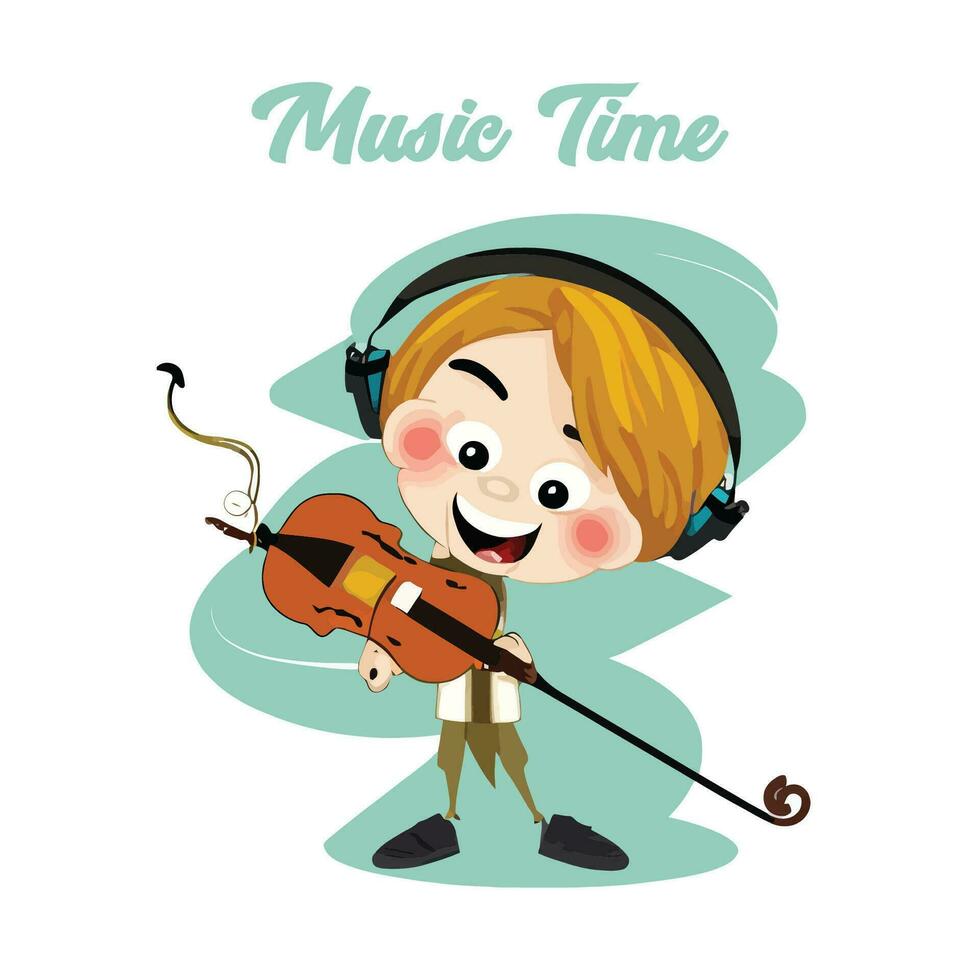 Baby Cartoon Orchestra Play Various Music. Cartoon Baby with Violin and Guitar. Funny Entertainment Party. Baby cartoon Instrument Acoustic Performance Flat Cartoon Vector Illustration