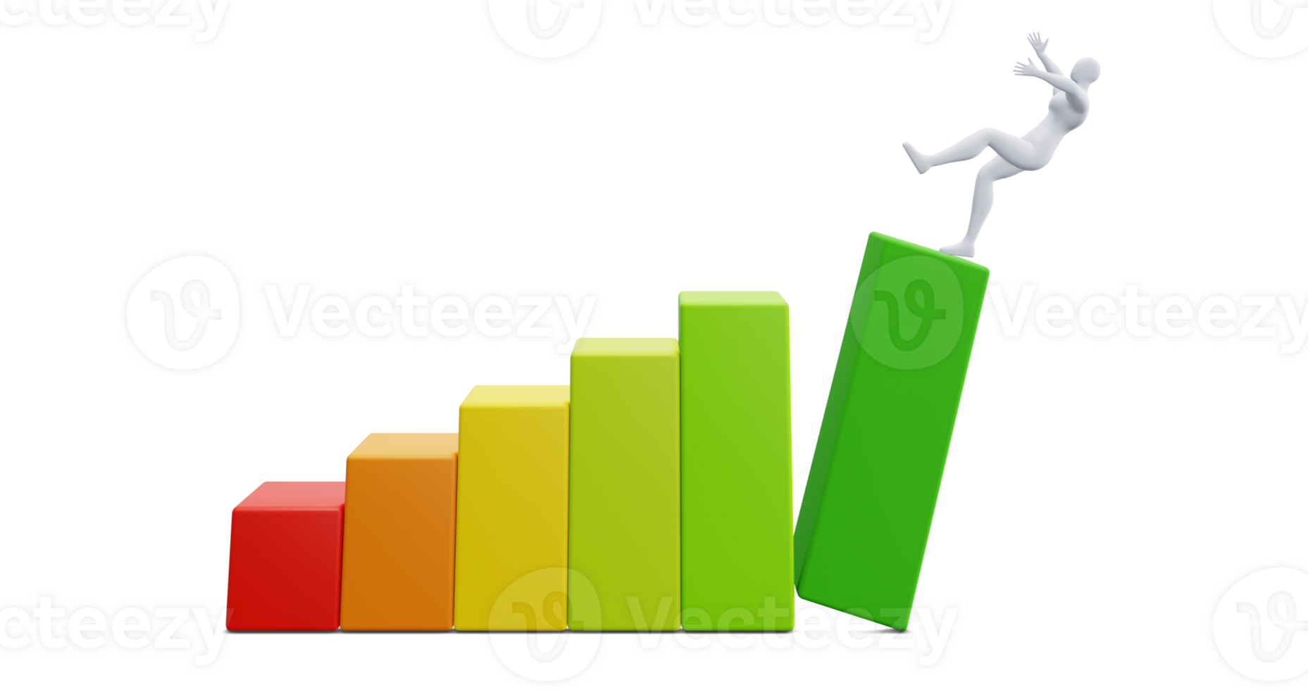 3d Man Figure with Colorful Statistic Growth Bar. Grow Up Bussiness concept. png