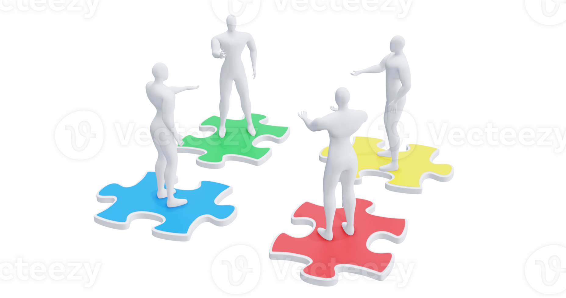 3d Man with Puzzles. 3d Businessman Teamwork Concept. png