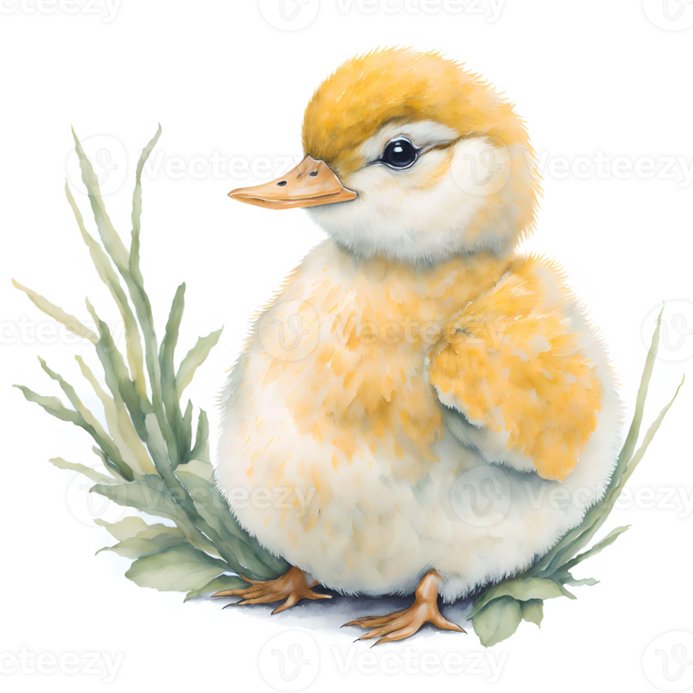 Duckling Watercolor PNG Design, Generative AI