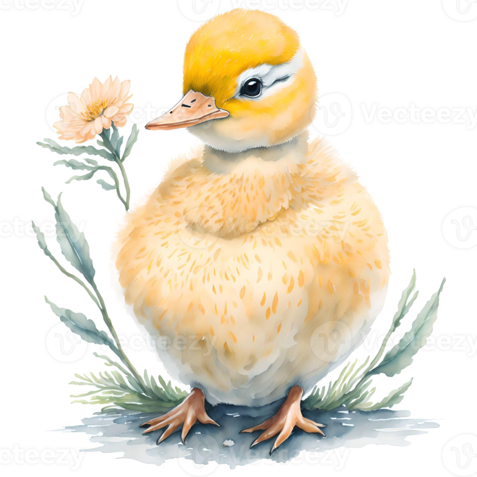 Duckling Watercolor PNG Design, Generative AI