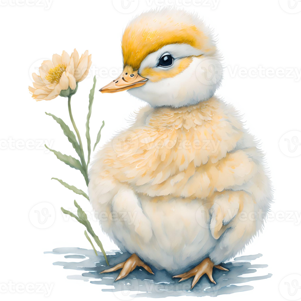 Duckling Watercolor PNG Design, Generative AI