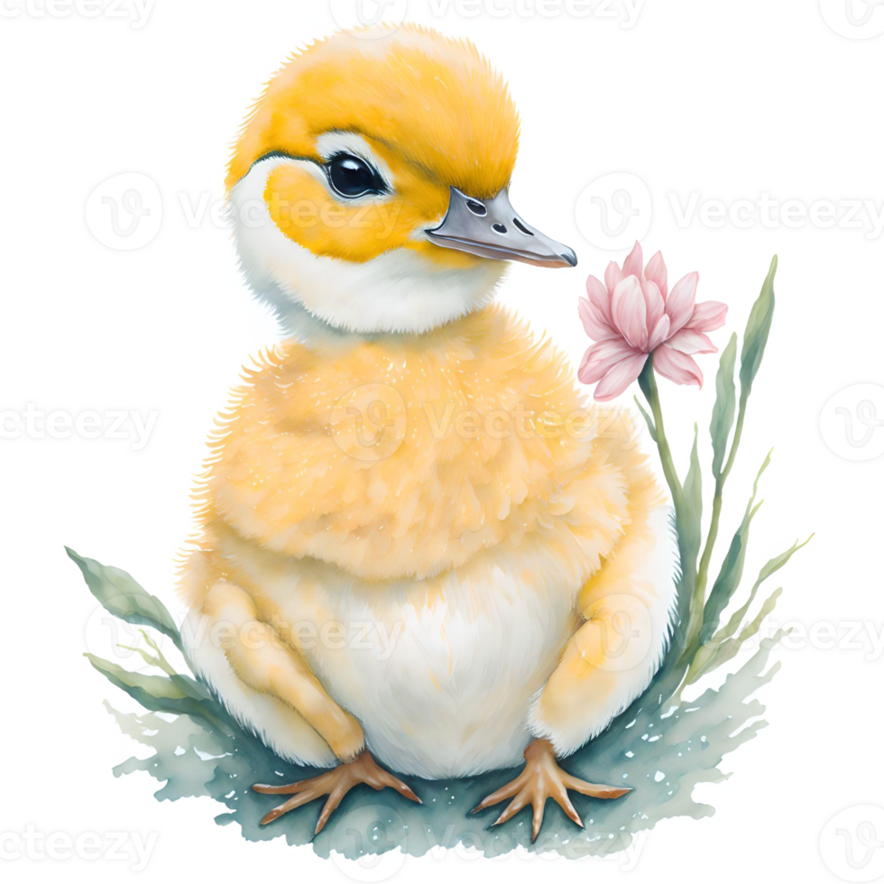 Duckling Watercolor PNG Design, Generative AI