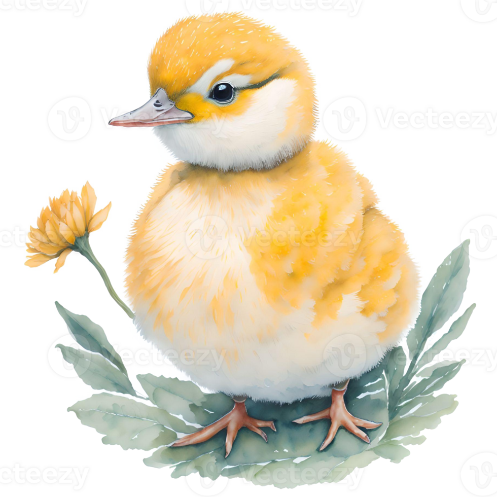 Duckling Watercolor PNG Design, Generative AI