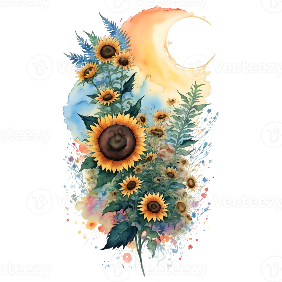 Sunflower Sublimation PNG Design, Generative AI
