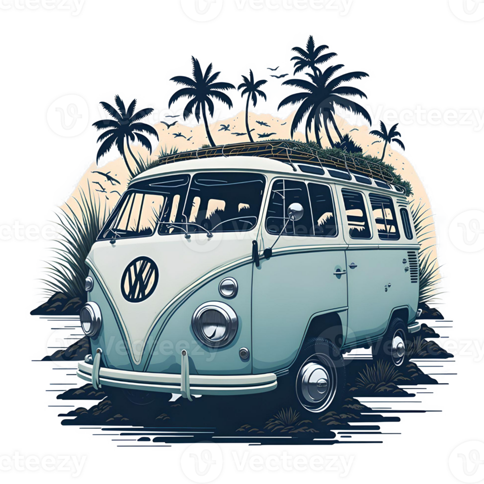 Summer Car T-shirt Design, Generative AI png