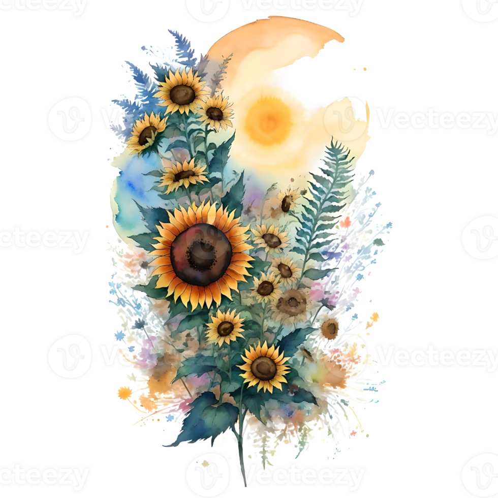 Sunflower Sublimation PNG Design, Generative AI