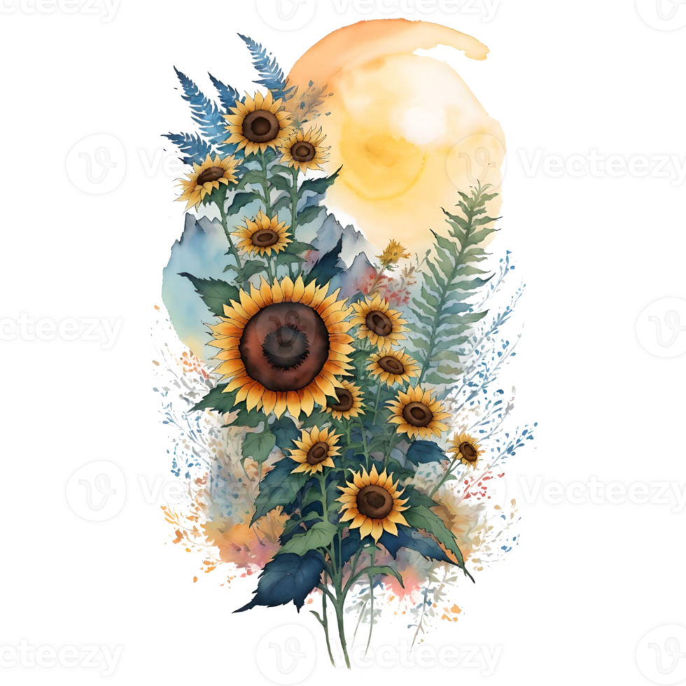 Sunflower Sublimation PNG Design, Generative AI