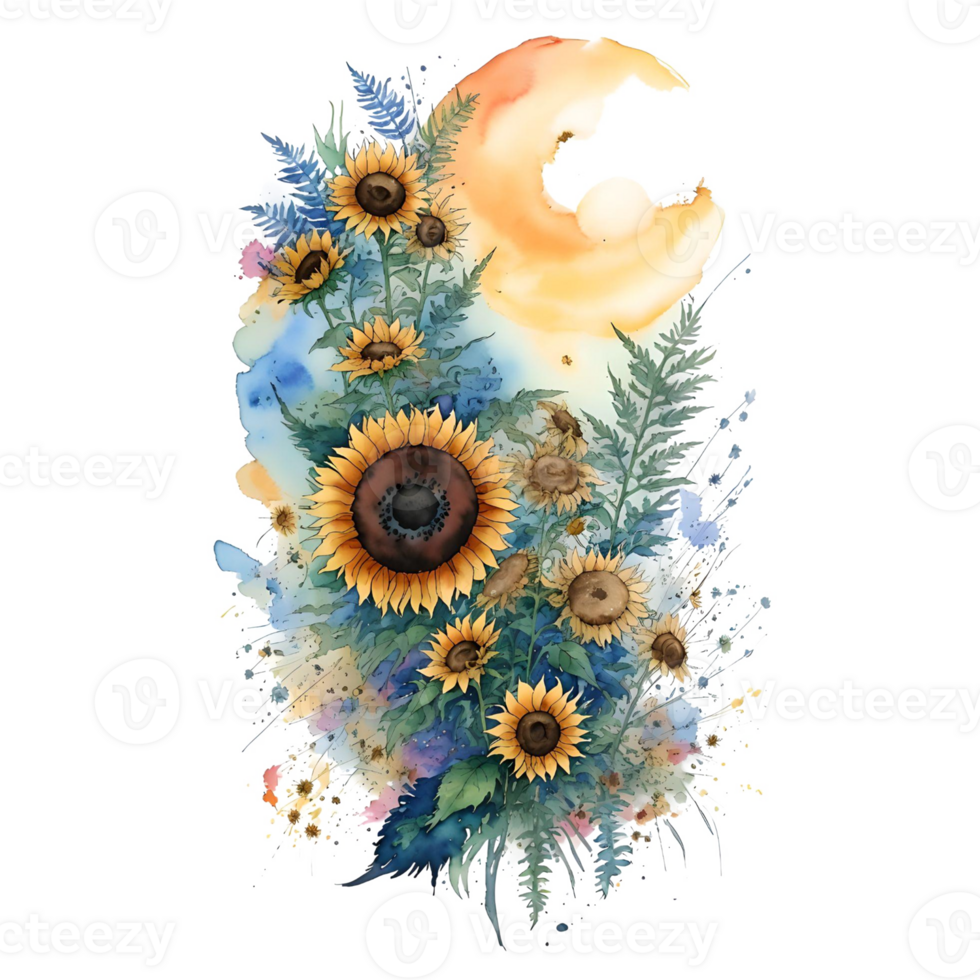 Sunflower Sublimation PNG Design, Generative AI